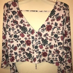 Floral cropped dress shirt